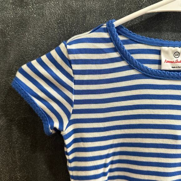 Hanna Andersson Blue/White Striped Pima Cotton T-Shirt, EUC, Sz 100cm (4-5) (4C) - Picture 3 of 6